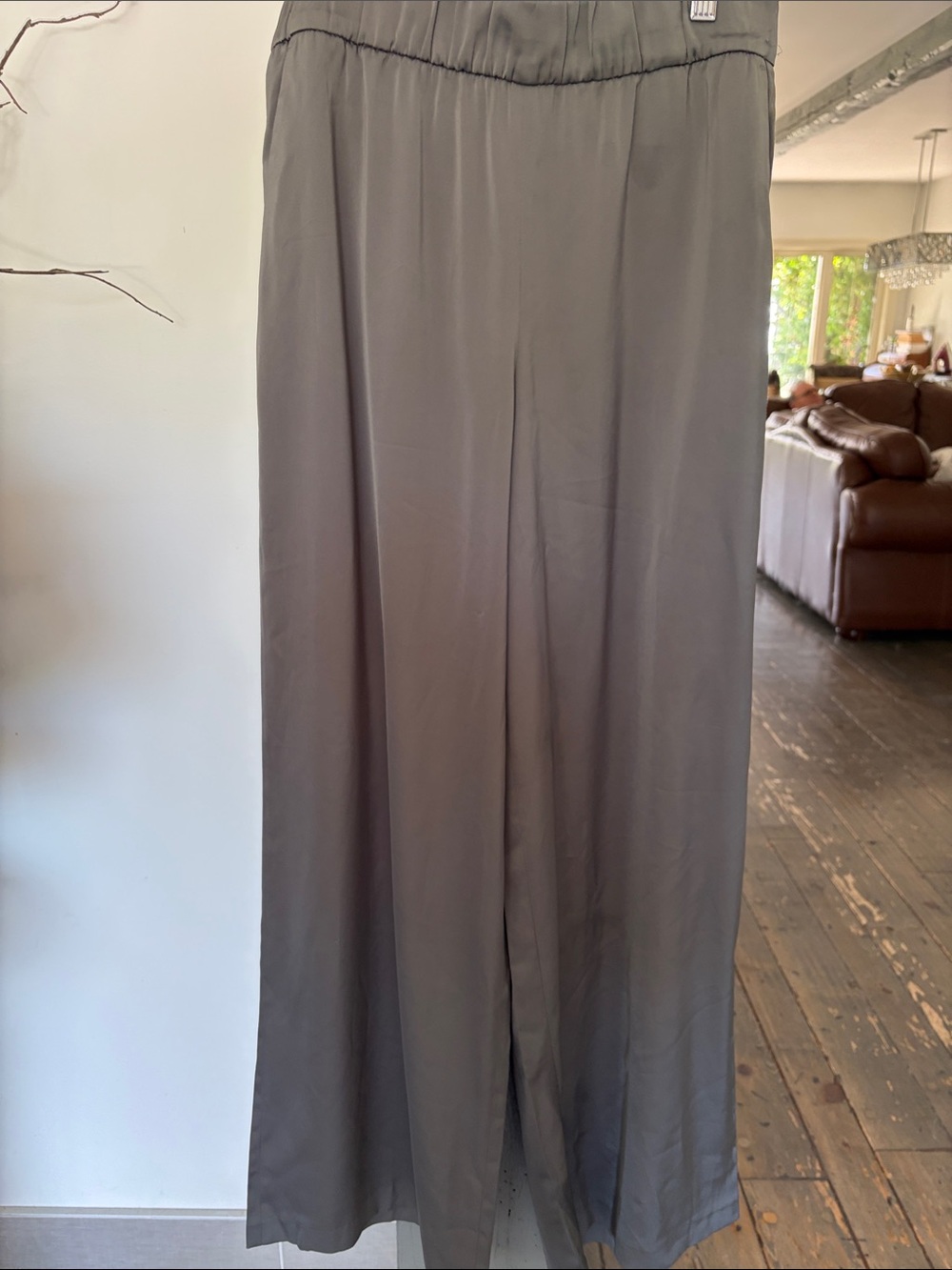 Flowy Wide-Leg Pants in Taupe Gray MASSIMO DUTTI